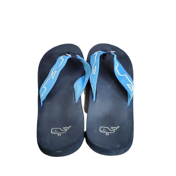 VINEYARD VINES FLIP FLOPS SANDAL WOMENS US 11 BLUE RUBBER CANVAS - Picture 5 of 7